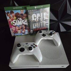 Xbox One S White Console Bundle with Two White Wireless Controllers